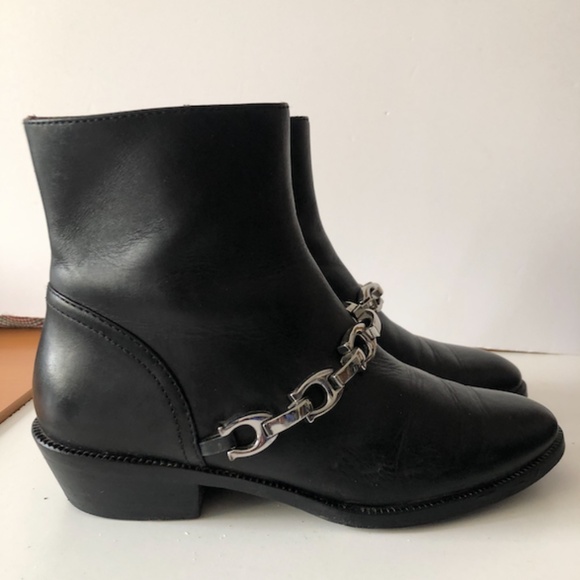 Coach Allen Black Leather Chain Embellished Bootie - Picture 4 of 7